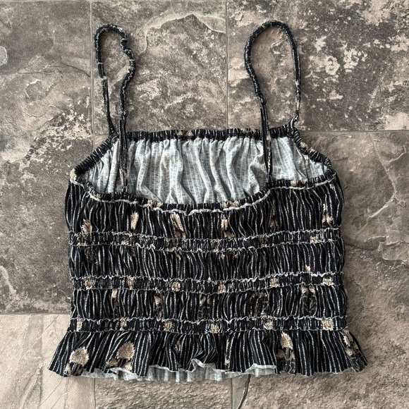 Free People Cami Tank Top Ruffle Floral Cotton Size M - Picture 5 of 5